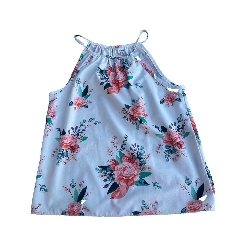 Girls Dressy 2pc Cream and Pink Floral outfit‎ size 11-12y